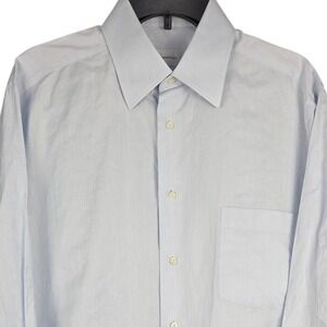 Ermenegildo Zegna Mens Dress Shirt Blue 100% Cotton Regular Fit 16.5 Large